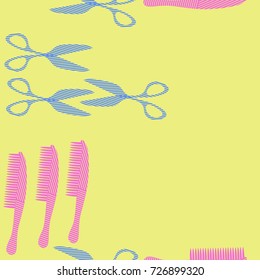 Barber scissors, combs  seamless   pattern. Hand drawn.