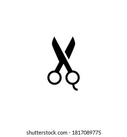 Barber Scissors Icon in black flat glyph, filled style isolated on white background