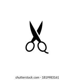 Barber Scissors Icon in black flat glyph, filled style isolated on white background