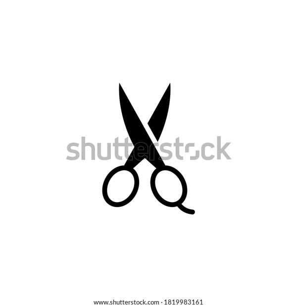 Barber Scissors Icon in black flat glyph,\
filled style isolated on white\
background