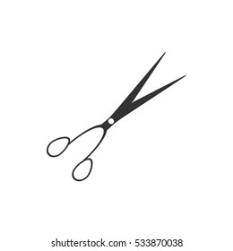 Barber scissors icon flat. Illustration isolated on white background. Vector grey sign symbol