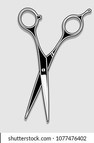 Barber scissors isolated on white background. Vector illustration.