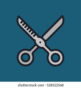 Barber Scissors Minimal Color Flat Line Stroke Icon Pictogram Symbol Illustration