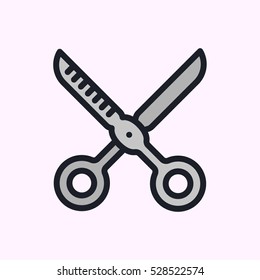 Barber Scissors Minimal Color Flat Line Stroke Icon Pictogram Symbol Illustration