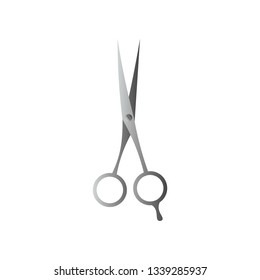 Barber scissors with sharp ends isolated on white background