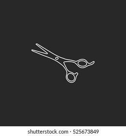 Barber scissors sign line symbol icon on background