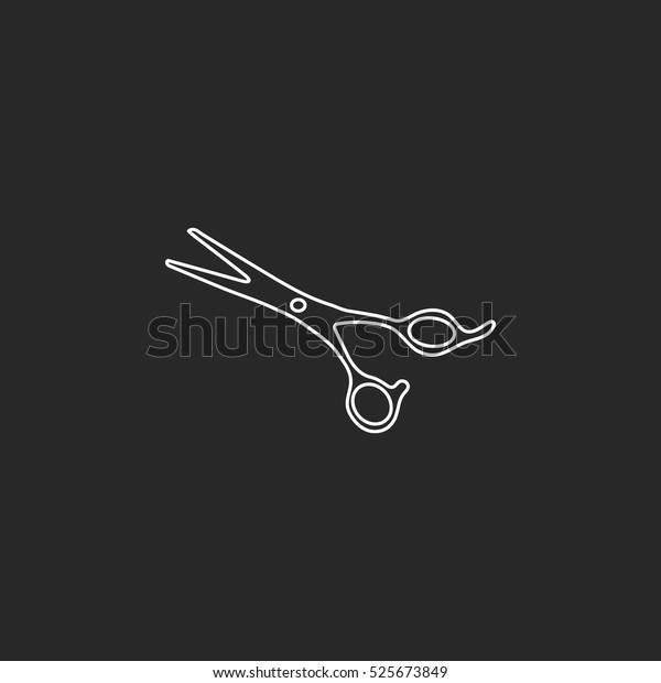 Barber\
scissors sign line symbol icon on\
background