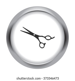 Barber scissors simple icon on round background