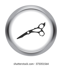 Barber scissors simple icon on round background