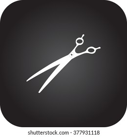 Barber scissors simple icon on square background