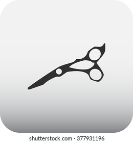 Barber scissors simple icon on square background