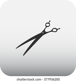 Barber scissors simple icon on square background