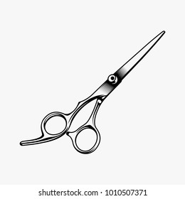 Barber scissors vector illustration, barber logo design isolated on white background