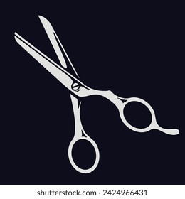 Barber scissors vintage element monochrome for interior design of beauty salon or barbershop for men and women vector illustration