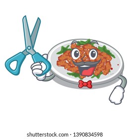 Barber sesame chicken served on mascot plate