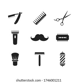 Barber set icon, hipster male isolated vector in flat style