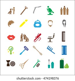 barber set on white background