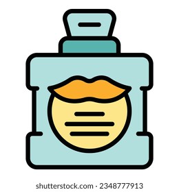Vector de contorno de icono de champú de barbero. La belleza del salón. Color del cuidado de corte plano
