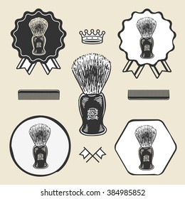 Barber shaving brush beard symbol emblem label collection