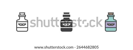 Barber shaving cream container icon pack with pump cap and tube design. Shown in outline, solid glyph, and colorful filled outline icon styles. Vector barber icon symbol.