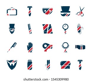 barber shop accessories tools cosmetics icons set vector illustration