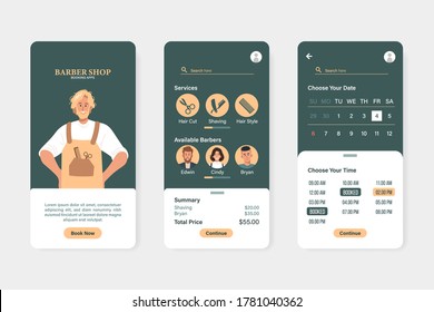 Barber shop app interface design template