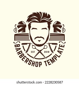 barber shop impresionante logo ilustración vectorial, tipografía del logo del icono de saloon