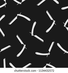 Barber Shop background, seamless pattern with razor and shaving brush. Vector illustration