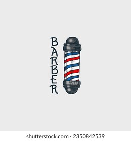 Barber shop badge and label, logo and hipster emblems. Tools for man icon. Haircut of beard and mustache. Brush and razor for shaving. Engraved hand drawn in old vintage sketch.