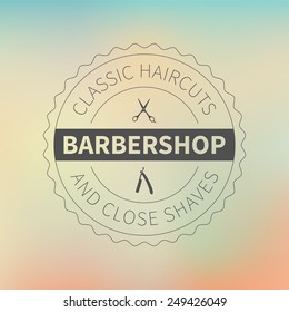 barber shop badge on abstract background