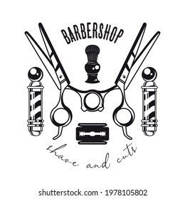 barber shop badge with tools