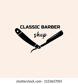 Barber shop badge vector logo template.