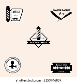 Barber shop badges set. Logo,brand identity, barber shop sign templates. Add your brand name to customize the designs.