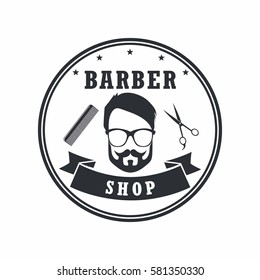 Barber Shop Badges Vintage Design Elements. Logo, Labels, Banner, Emblems. Vector Illustration 