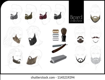 BARBER SHOP /Beard collection/ High detail/ Hand-drawn
