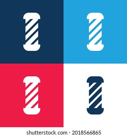 Barbería azul y rojo cuatro colores conjunto de iconos mínimo