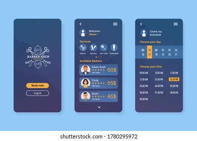 Barber shop booking app interface template