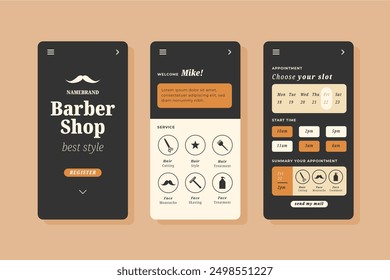 Barber shop booking app vector design in eps 10