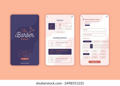 Barber shop booking app vector design in eps 10