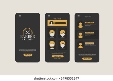Barber shop booking app vector design in eps 10
