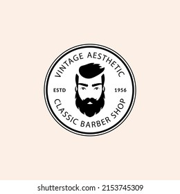 Barber shop brand identity, sign, logo template round badge.