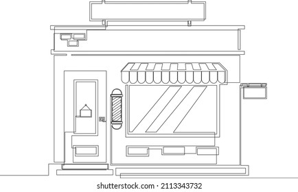 Barber shop building sign icon in flat style. Building vector illustration on white isolated background. Architecture business concept.