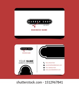 Barber shop business card template with hand drawn vector illustration vintage hipster.