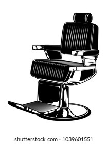 Barber shop chair monochrome vector illustration