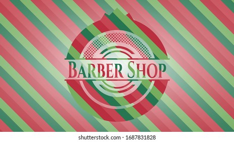 Barber Shop christmas badge. Vector Illustration. Detailed.