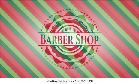 Barber Shop christmas colors style emblem. Vector Illustration. Detailed.