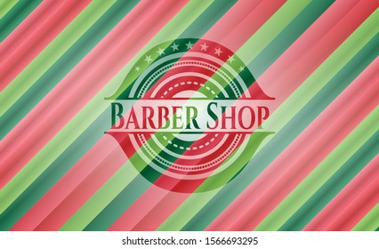 Barber Shop christmas emblem background. Vector Illustration. Detailed.