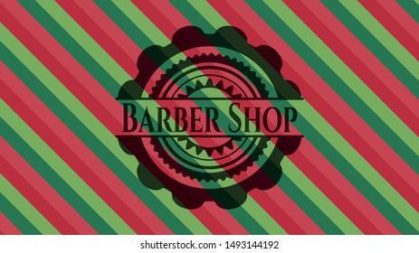 Barber Shop christmas style emblem. Vector Illustration. Detailed.