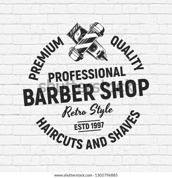 Barber Shop Circle Logo Sign Emblem Stock Vector (Royalty Free