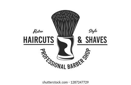 Barber shop classic logo, label, emblem, sign. Vintage print for barber shop, haircut's salon, typography. Vector illustration